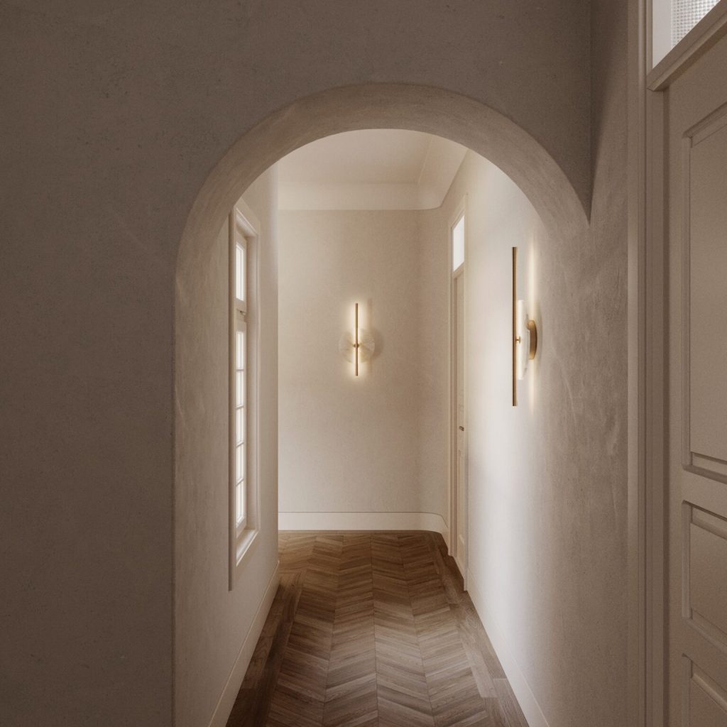 Point Wall Lamp - Aged gold White Alabaster - Aromas Del Campo