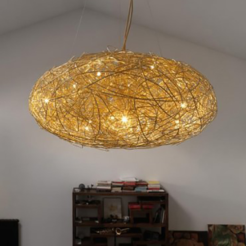 Fil de Fer Pendant Light Oval Ø100cm Gold CATELLANI & SMITH
