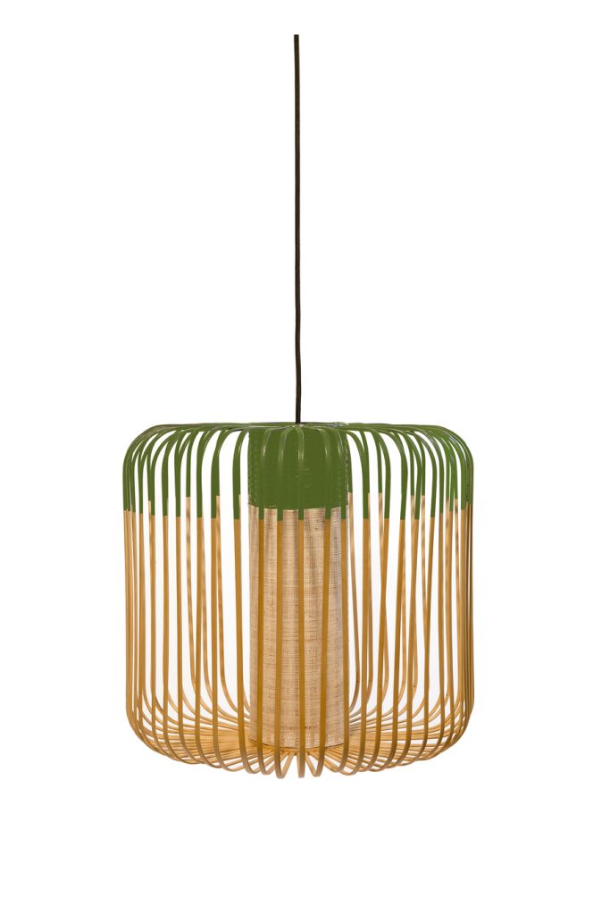 Bamboo Pendant Light H40 Green FORESTIER