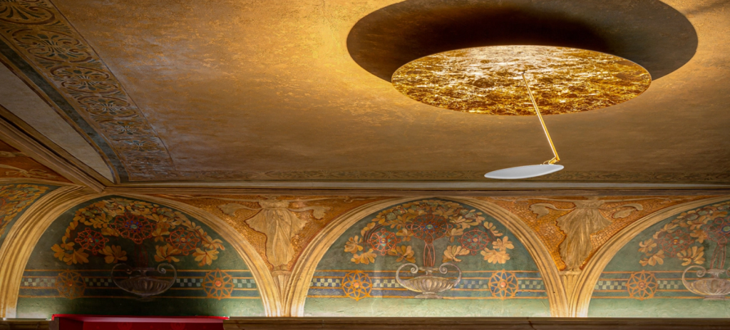 Lederam Ceiling Light Ø80cm White and Gold Disc CATELLANI & SMITH