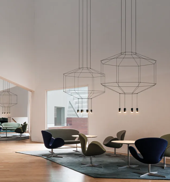 Wireflow Chandelier Octagonal 120cm - 3000k - Black VIBIA