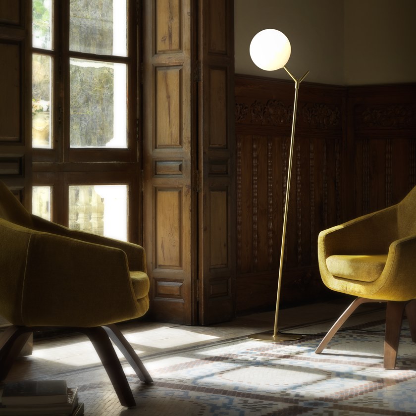 Atom Floor Lamp Matte Brass Opal Glass AROMAS DEL CAMPO