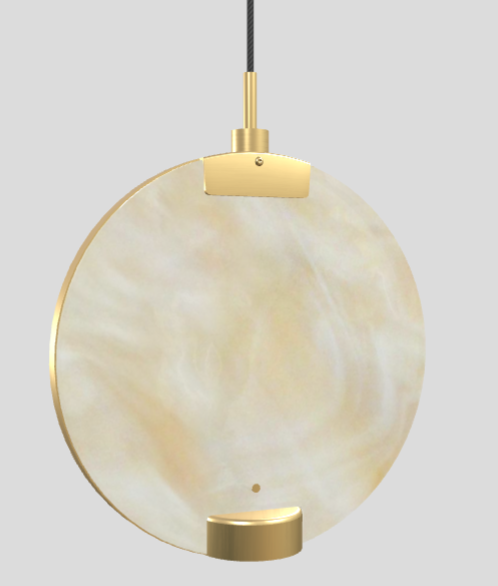Horo S1 Suspension Brushed Brass & Marble Amber Glass MASIERO
