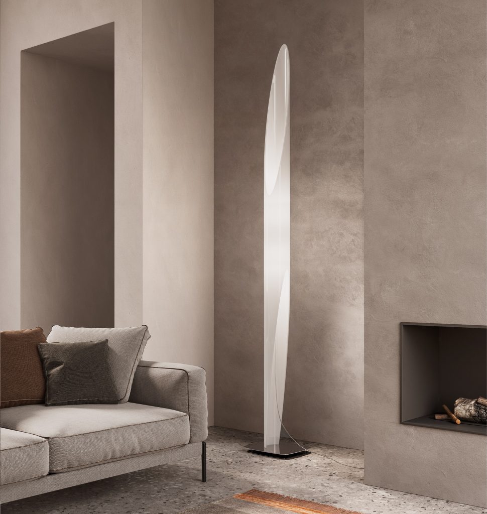 Shakti Floor Light H200 White Chrome Base KUNDALINI