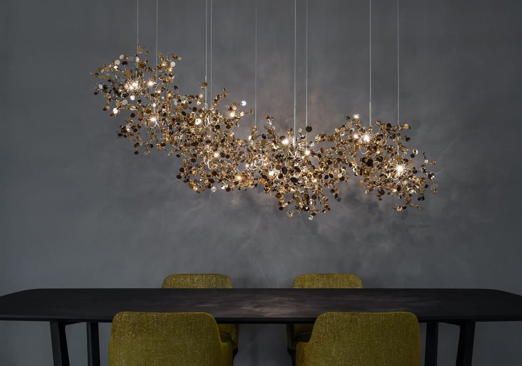 Argent 4 Linear Suspension 125cm Champagne - Bespoke RAL Canopy - Dimmable TERZANI